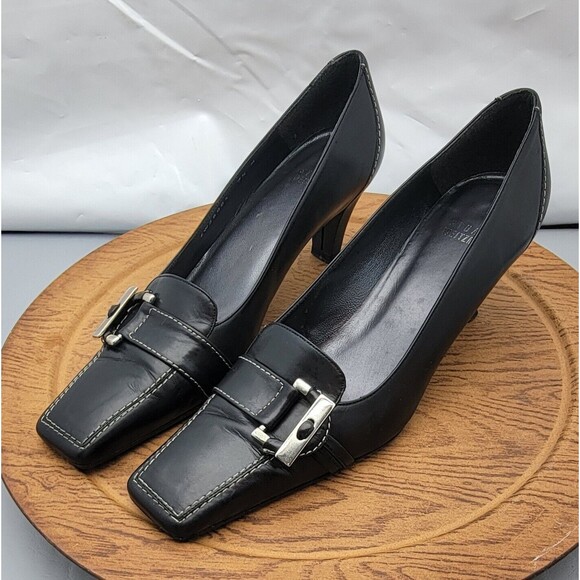 Stuart Weitzman Black Leather Oxford Heels Women’s Size 7.5 Made in Spain EUC - Picture 7 of 15